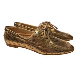 Dolce Vita Lakin Women’s Platinum (gold) Perforated Leather Loafers NIB Sz 7